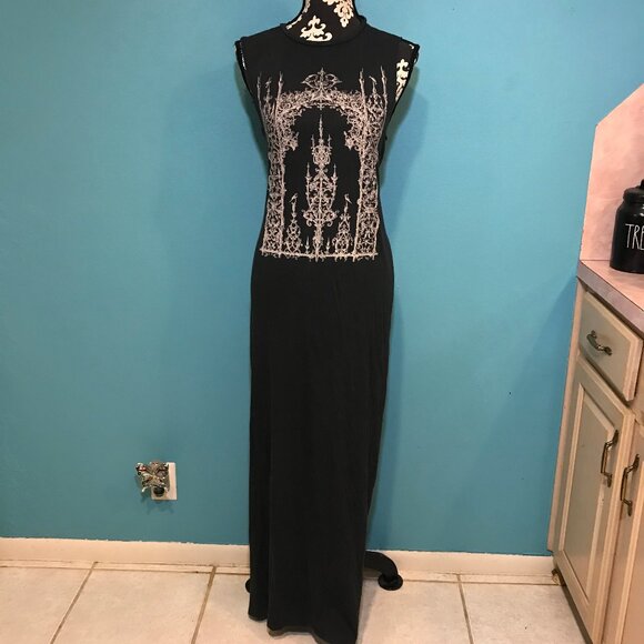 HTF Urban Outfitters Black Maxi Poem Dress by Truly Madly Deeply Size Small RARE - Picture 4 of 12